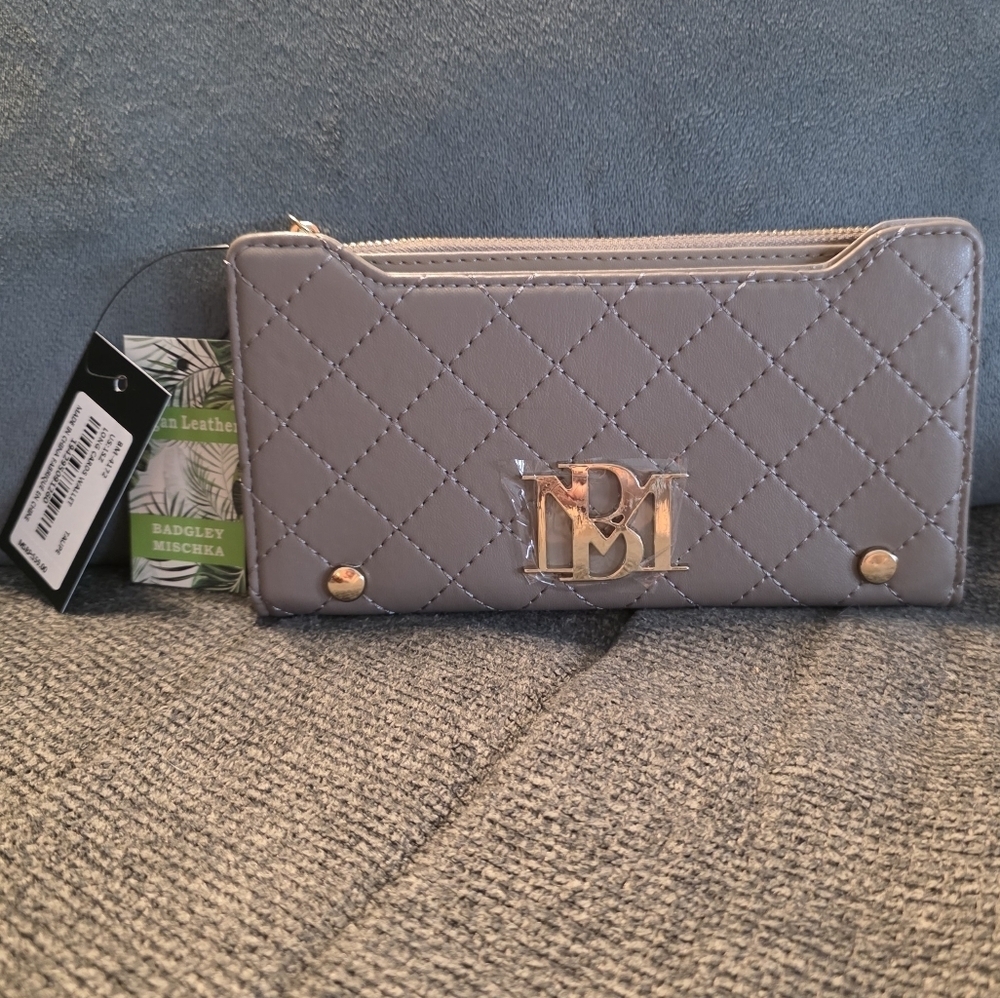 Badgley Mischka Quilted Taupe Wallet-Wristlet